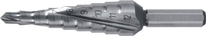 Stufenbohrer Bohrber.4-12mm HSS Spiralnut Z.2 Stufen 9 RUKO