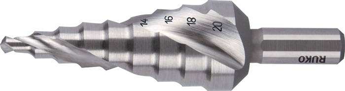 Stufenbohrer Bohrber.4-20mm HSS-Co5 Spiralnut Z.2 Stufen 9 RUKO
