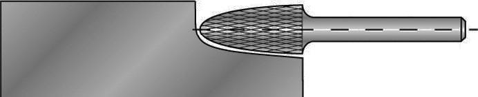 Frässtift RBF D.10mm Kopf-L.20mm Schaft-D.6mm HM Blank Verz.KVZ 4 RUKO