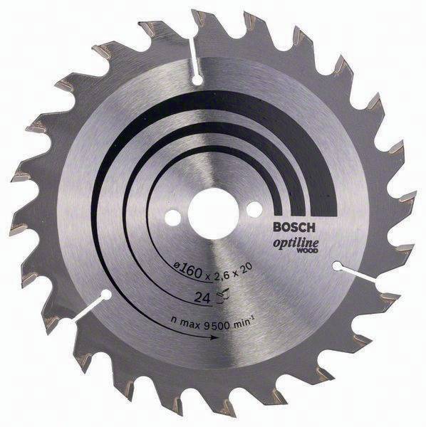 Kreissägeblatt Optiline Wood AD 160mm Z.24 WZ Bohr.20mm Schnitt-B.2,6mm