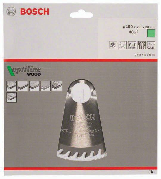 Kreissägeblatt Optiline Wood AD 190mm Z.48 WZ Bohr.30mm Schnitt-B.2mm