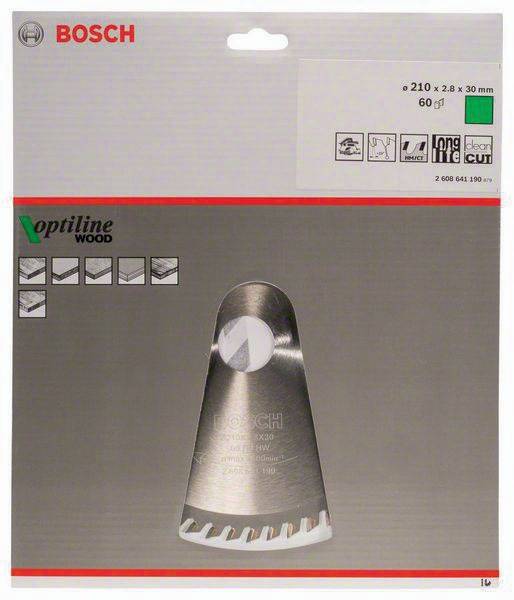 Kreissägeblatt Optiline Wood AD 210mm Z.60 WZ Bohr.30mm Schnitt-B.2,8mm