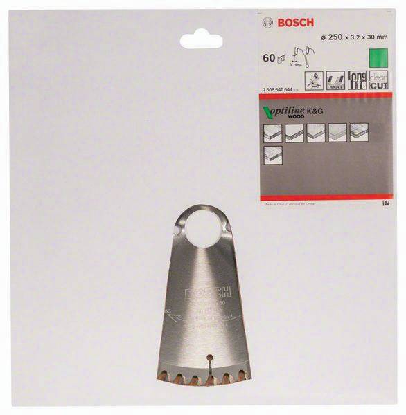 Kreissägeblatt AD 250mm Z.60 WZ/N Bohr.30mm Schnitt-B.3,2mm HM BOSCH