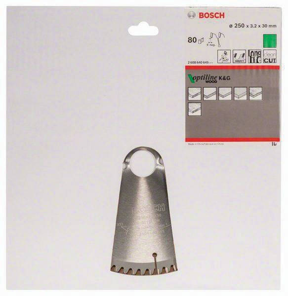 Kreissägeblatt AD 250mm Z.80 WZ/N Bohr.30mm Schnitt-B.3,2mm HM BOSCH