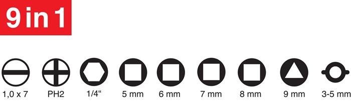 Schaltschrankschlüssel Mini 8 Funktionen m.Bitadapter
