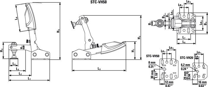 Senkrechtspanner STC-VH Gr.20 waagrechter Fuß BESSEY