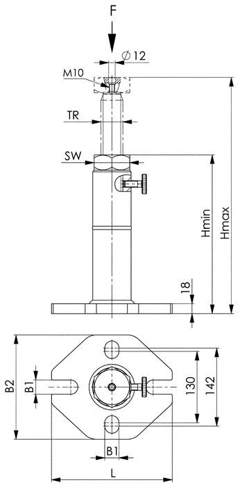 Schraubbock Nr.6435S Gr.1250 schwer H.710-1250mm AMF