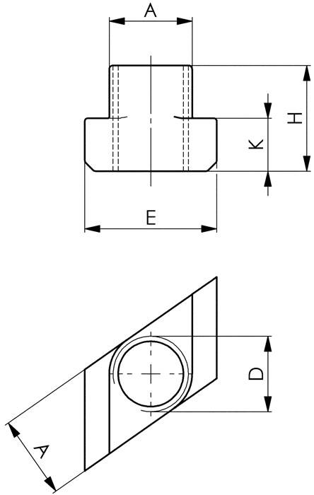 T-Nutenstein Nr.510 T-Nut 10mm M8 rhombisch AMF