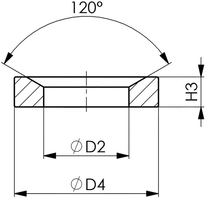 Kegelpfanne DIN 6319D f.Schrauben M10 Bohrungs-D.12mm Kegelwinkel 120Grad AMF