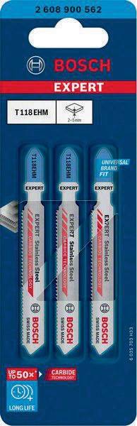 Stichsägeblatt Stainless Steel T 118 EHM Gesamt-L.83mm Zahnt.1,4mm 3 St./Karte