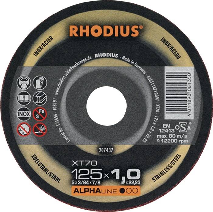 Trennscheibe XT70 D125x1mm ger.INOX Bohr.22,23mm RHODIUS