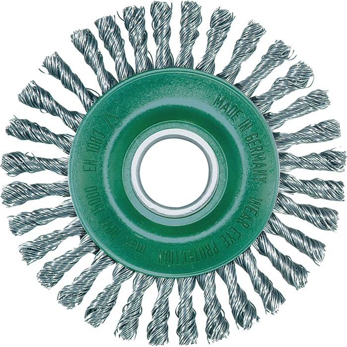 Rundbürste D.115mm Bohr.Drahtstärke 0,5mm VA 6mm 15000min-¹ LESSMANN
