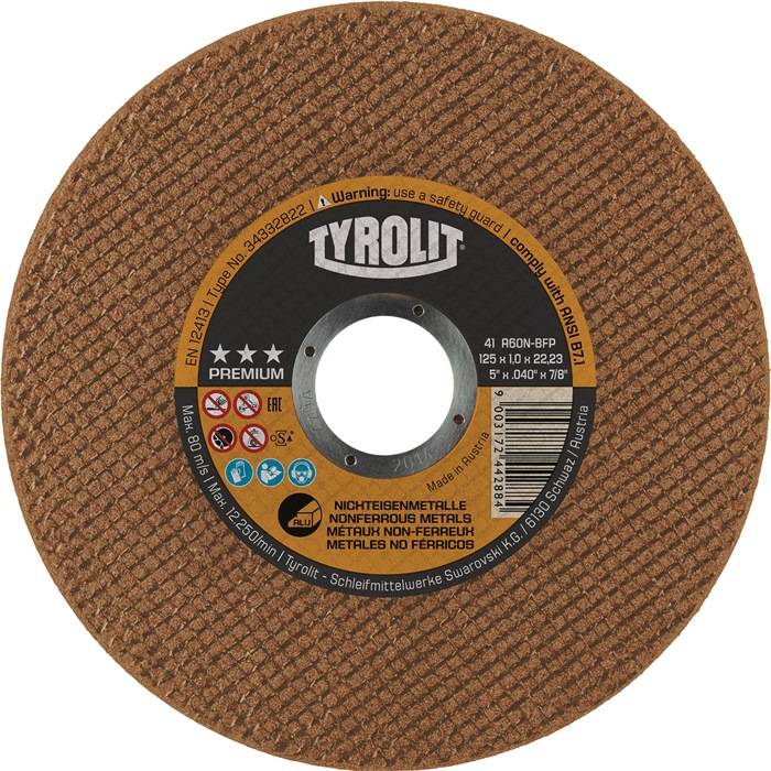 Trennscheibe Premium D125x1mm ger.NE-Metalle Bohr.22,23mm TYROLIT 25 Stück
