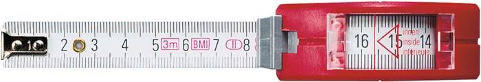 Taschenrollbandmaß VISO L.3m B.16mm mm/cm EG II PA Sichtfenster BMI