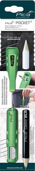 Köcher Pocket f.Blei/Markierstifte m.Spitzmesser m.1 Markierstift Black & White