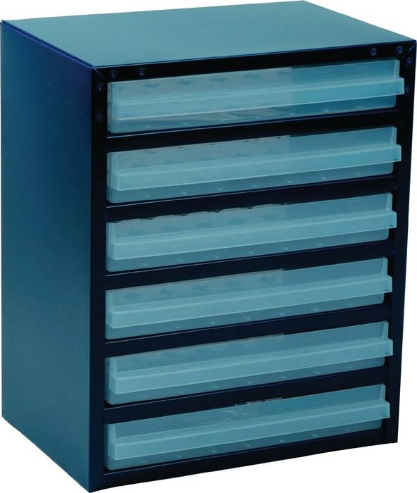 Kleinteilemagazin B357xT255xH435mm galvanisiertes Stahlbl.6 Schubl.
