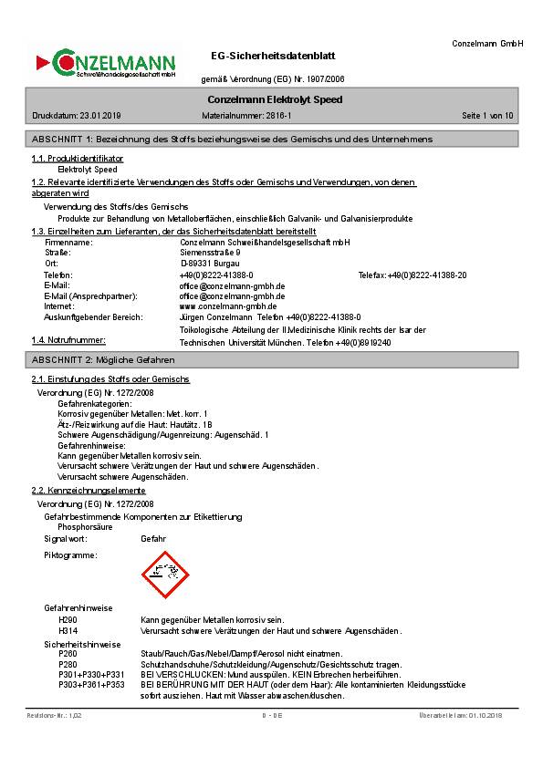 Elektrolyt Speed 1l Flasche CONZELMANN