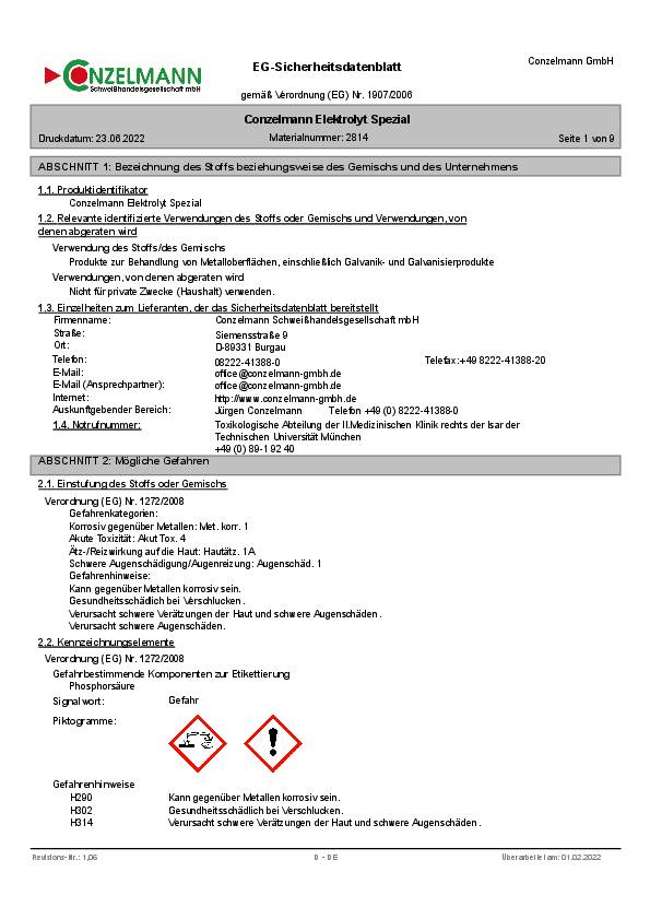 Elektrolyt Spezial 1l Flasche CONZELMANN