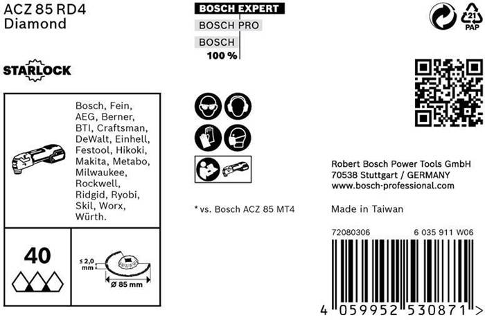 Segmentsägeblatt Expert ACZ85RD4 D85mm Mörtel Starlock 10 Stück 2608900035 BOSCH
