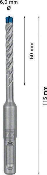 Hammerbohrer Expert SDS-7X D.6mm Arbeits-L.50mm L.115mm SDS-Plus 30 St.BOSCH
