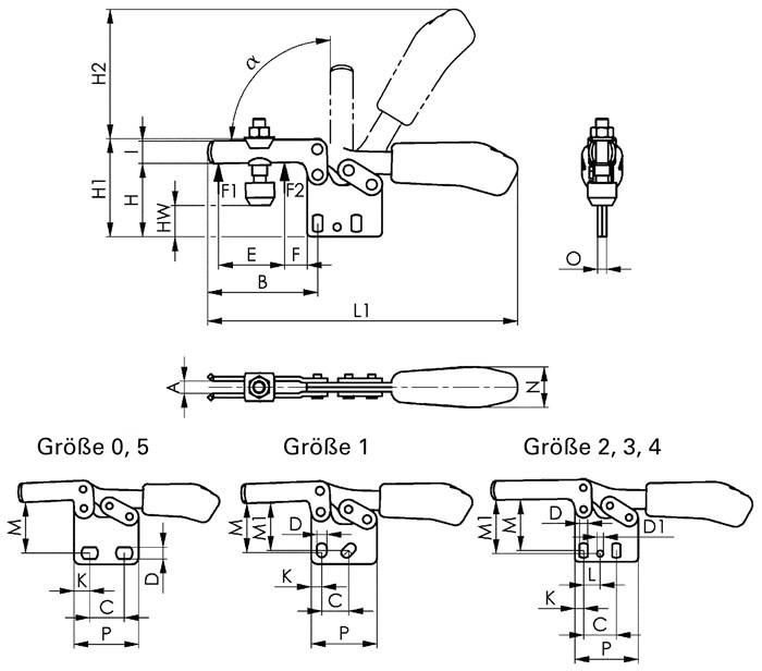 Waagrechtspanner Nr.6832 Gr.0 senkrechter Fuß AMF