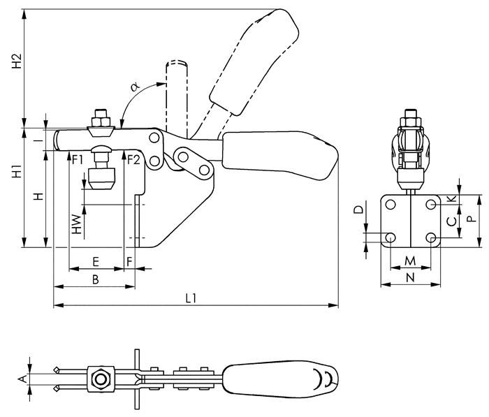 Waagrechtspanner Nr.6833 Gr.1 Winkelfuß AMF