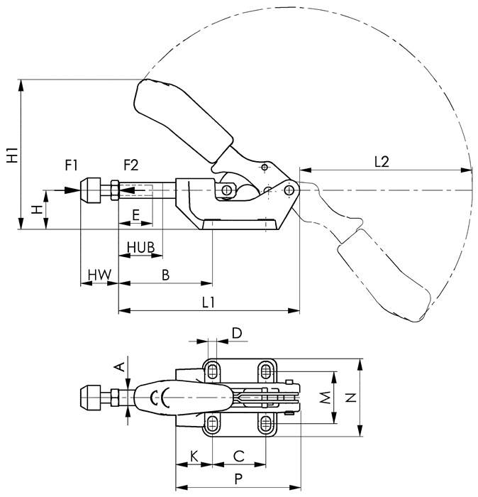 Schubstangenspanner Nr.6842 Gr.3 schwer,Druck-/Zugspanner AMF