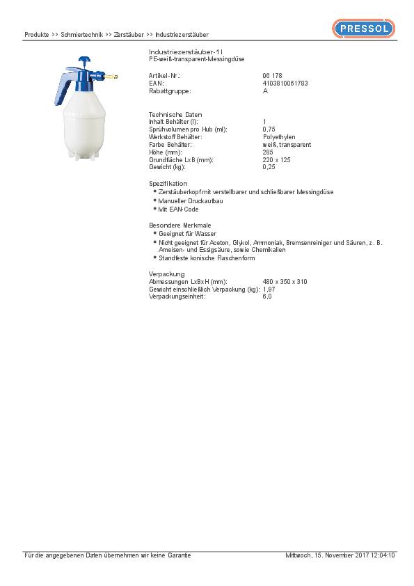 Drucksprüher 1l Ku.PE PRESSOL