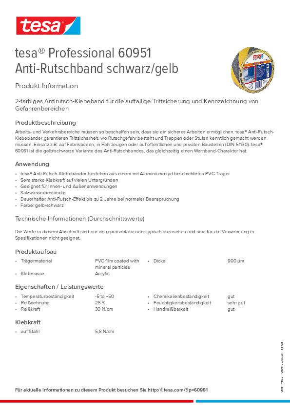 Antirutschklebeband 60951 schwarz/gelb L.15 m,B.50mm Rl.TESA 3 Stück