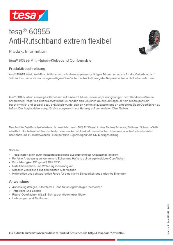 Antirutschklebeband extrem flex.60955 schwarz/gelb L.18 m,B.50mm TESA