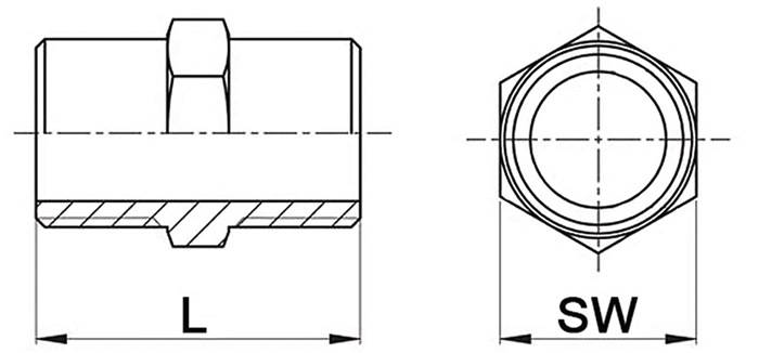 Doppelnippel NPS=1/2 Zoll 6-kant L 35mm SPRINGER 10 Stück