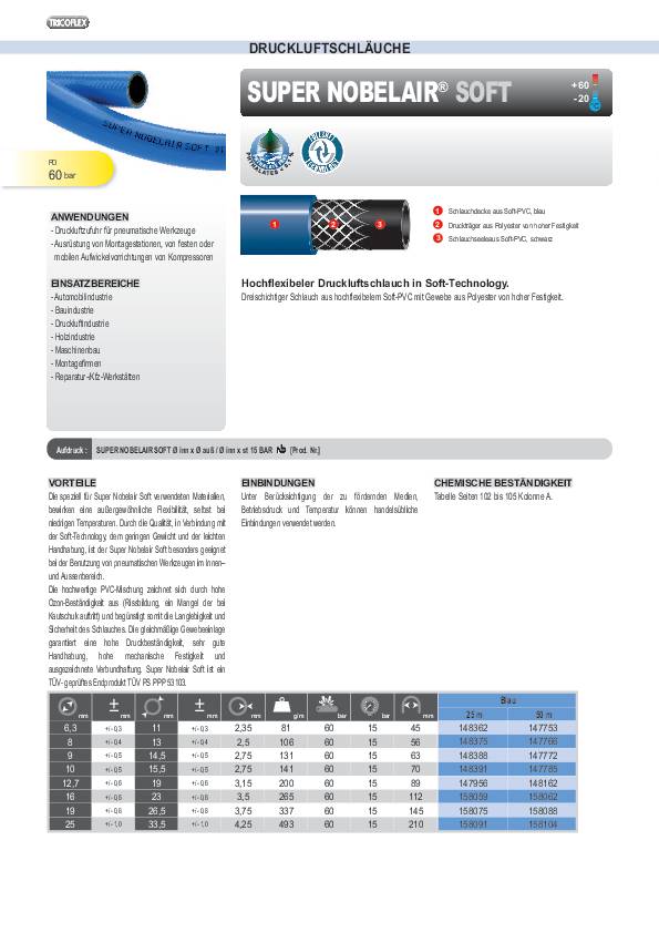 Druckluftschlauch Super Nobelair® Soft ID 9mm AD 14,5mm L.50m
