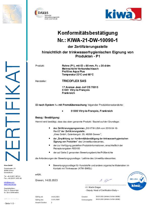 Trinkwasserschlauch Profiline-Aqua Plus ID 19mm Wand Stück4mm Rl. 50 Meter