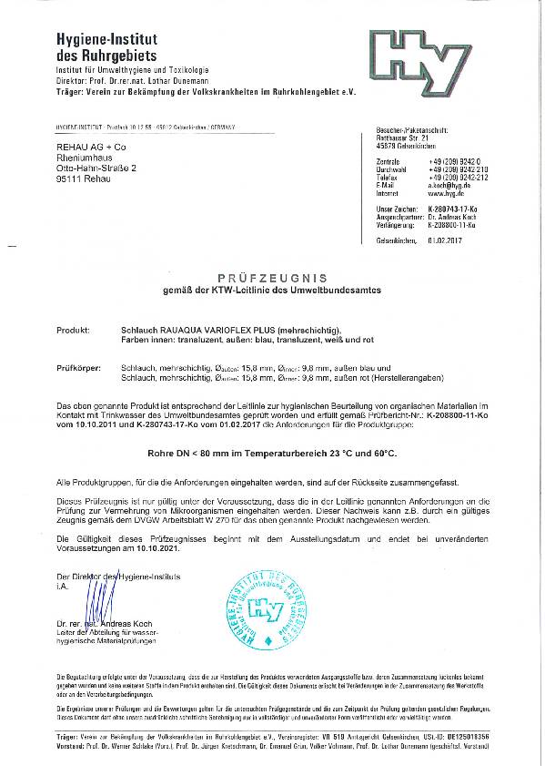 Trinkwasserschlauch RAUAQUA Varioflex Plus ID 25mm Wand Stück4,8mm L.25m REHAU