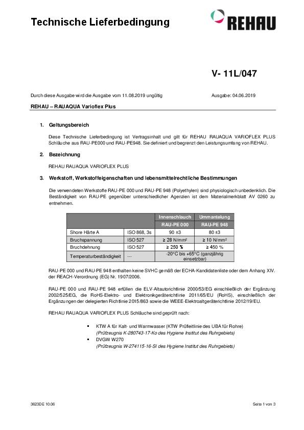 Trinkwasserschlauch RAUAQUA Varioflex Plus ID 25mm Wand Stück4,8mm L.25m REHAU