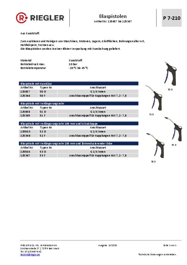 Blaspistole Kupplungsstecker DN 7,2-7,8 m.Verl.RIEGLER