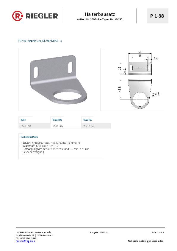 Haltewinkel MULTIFIX / MULTIFIX mini z.BG 0,BG 1,G 1/8,G 1/4 m.Mutter M30x1,5