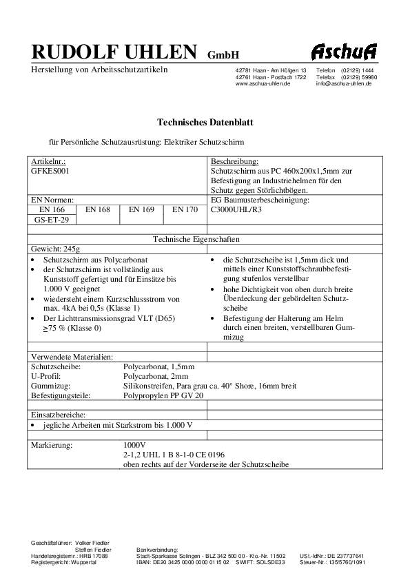 Kopfhalterung m.Stirnschutz PP UHLEN
