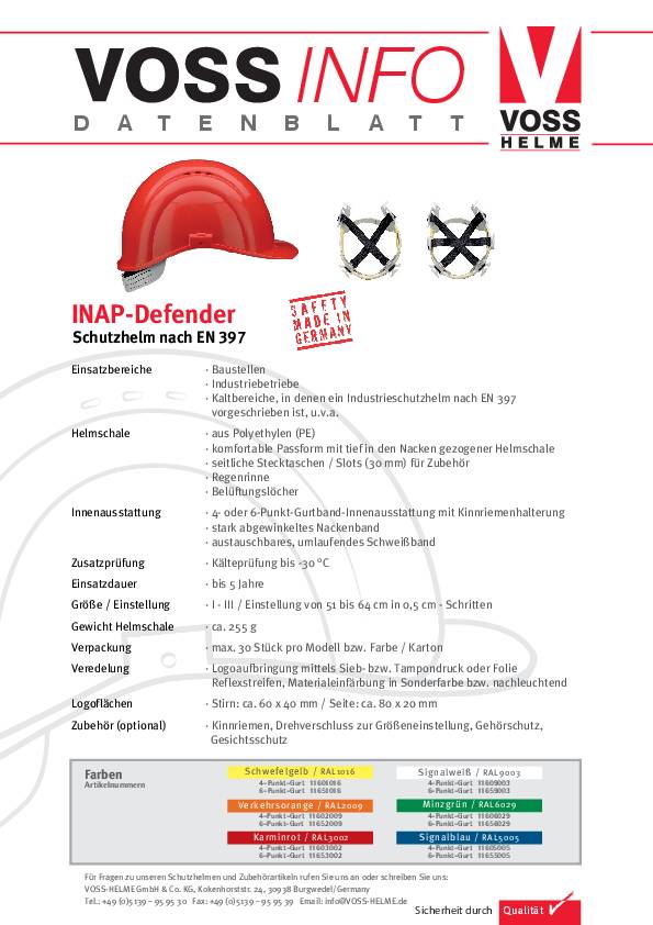 Schutzhelm INAP-Defender 6 (Pkt.) karminrot PE EN 397 VOSS