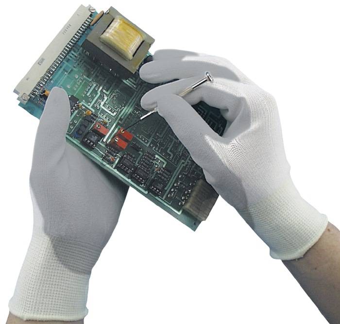 Handschuhe Camapur Comfort 619 Gr.7 weiß/grau Polyamid mitPUR EN 388 Kat.II