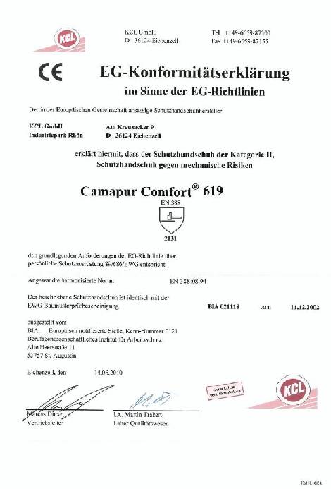 Handschuhe Camapur Comfort 619 Gr.7 weiß/grau Polyamid mitPUR EN 388 Kat.II