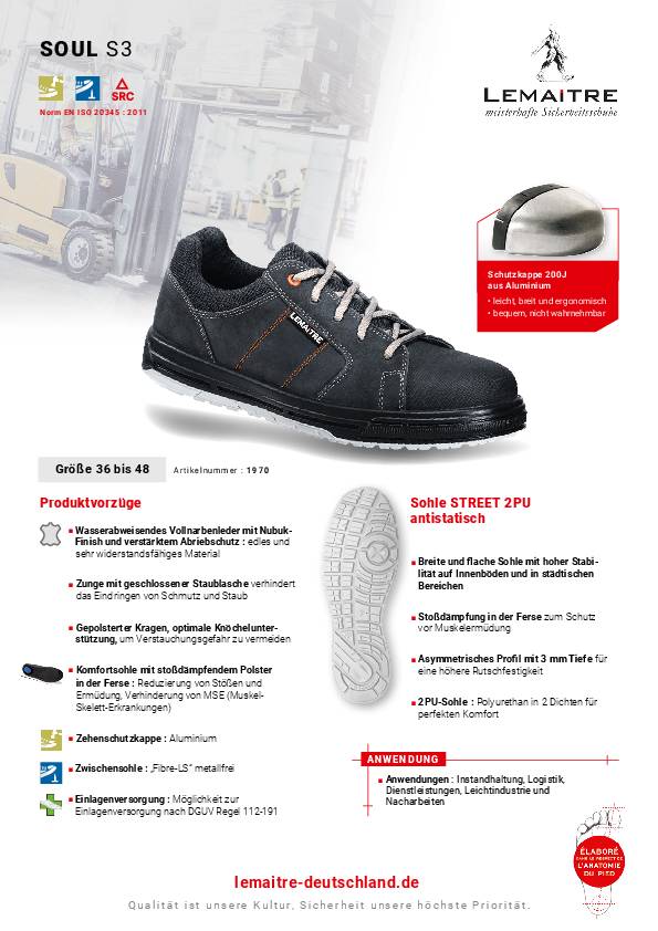 Sicherheitsschuh Soul Gr.43 schwarz S3 SRC EN20345 Leder LEMAITRE
