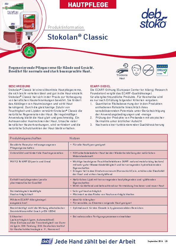 Hautpflegecreme Stokolan Classic 100 ml silikonfrei Stoko