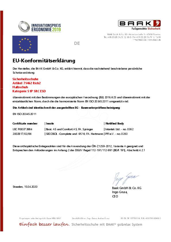 Sicherheitsschuh Rick2 Gr.41 blau/gelb Mikrofaser/Textil S1P SRC ESD EN20345