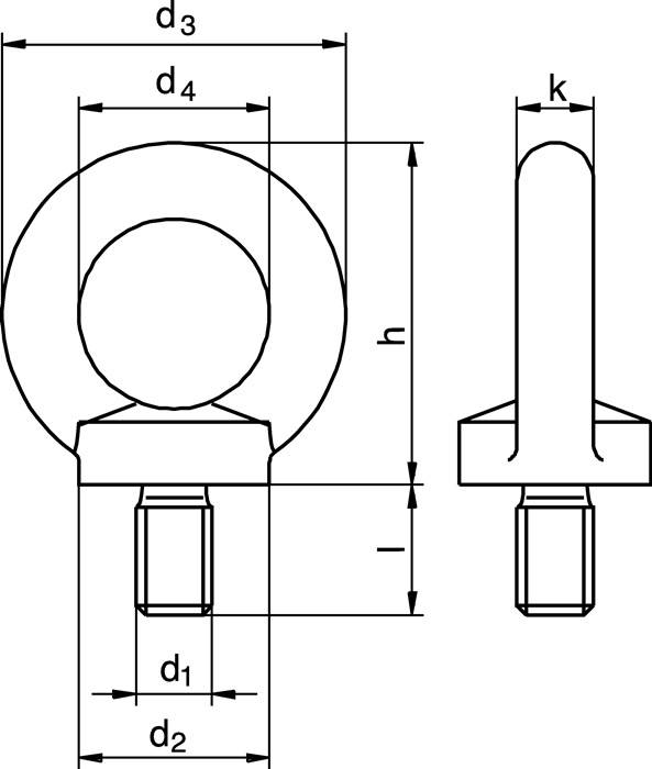 Ringschraube DIN 580 Gew.M10 STA C15 ZN 50 Stück