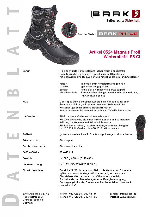 Sicherheitswinterstiefel Magnus-Profi Gr.46 schwarz Leder glatt