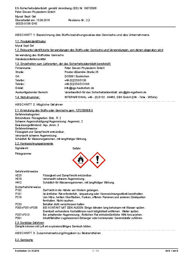 Handdesinfektionsgel MYXAL® SEPT GEL 100 ml parfüm-/farbstofffrei 100ml Flasche