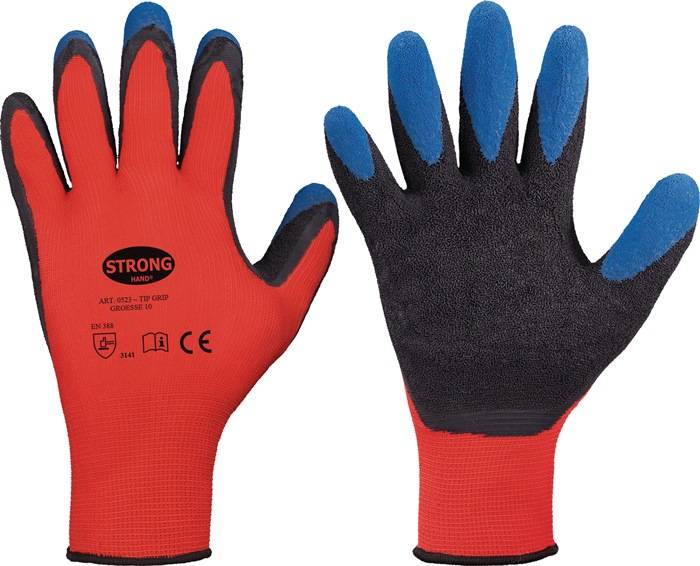 Handschuhe Tip Grip Gr.10 rot/schwarz/blau EN 388 PSA II STRONGHAND