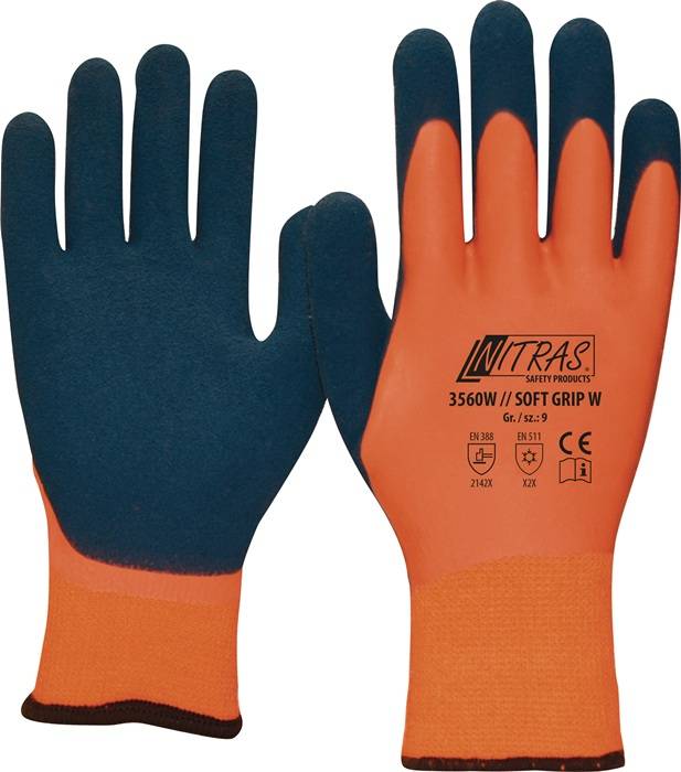 Kälteschutzhandschuh SOFT GRIP W Gr.9 orange/dunkelblau EN 388,EN 511 PSA II