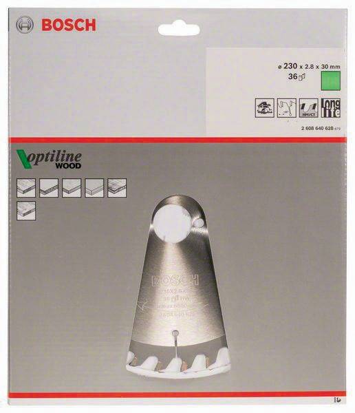 Kreissägeblatt Optiline Wood AD 230mm Z.36 WZ Bohr.30mm Schnitt-B.2,8mm HM BOSCH